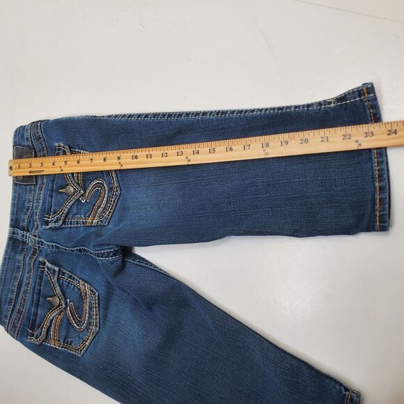 Silver Jeans Womens 28 Mckenzie Crop Mid Rise Dark Wash Thick Stitch Flap Pocket - Picture 9 of 16